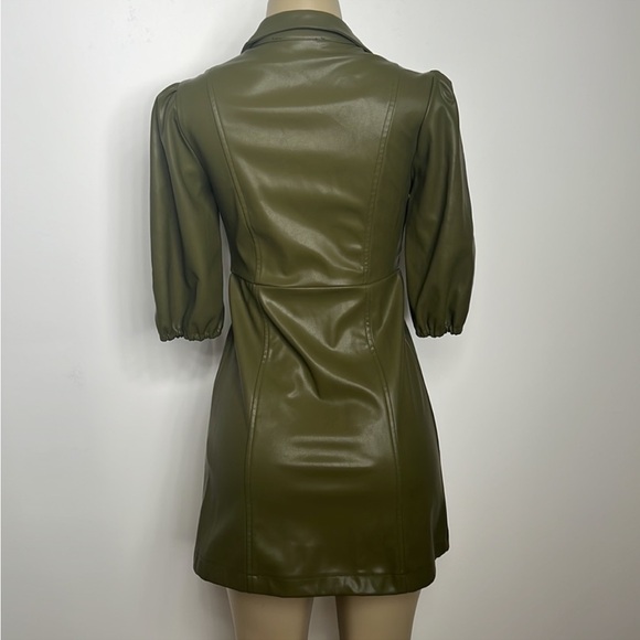 Faux Leather Button Dress - Picture 3 of 6